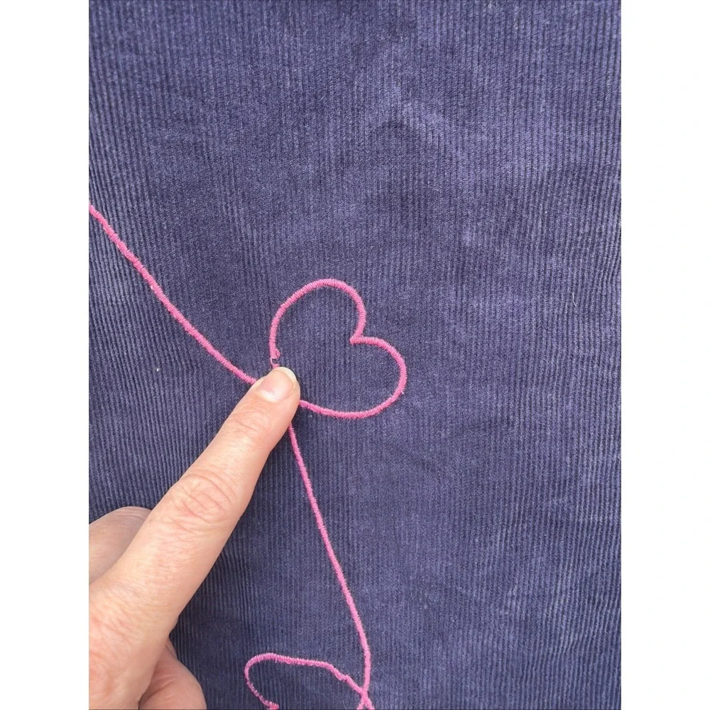 Gymboree Girls Poodle Jumper Dress Corduroy Heart Dog Navy Size 5